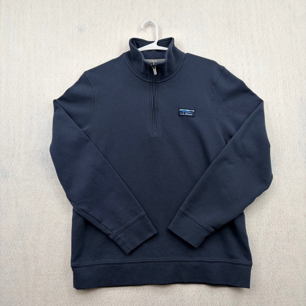 LL Bean Mens Navy Blue Quarter Zip Pullover Sweatshirt Traditional Fit 524632 M